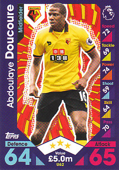 Abdoulaye Doucoure Watford 2016/17 Topps Match Attax Extra  #U62
